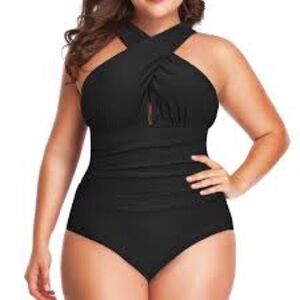 You Di An Tummy Control Ruched Keyhole Front One Piece Swimsuit